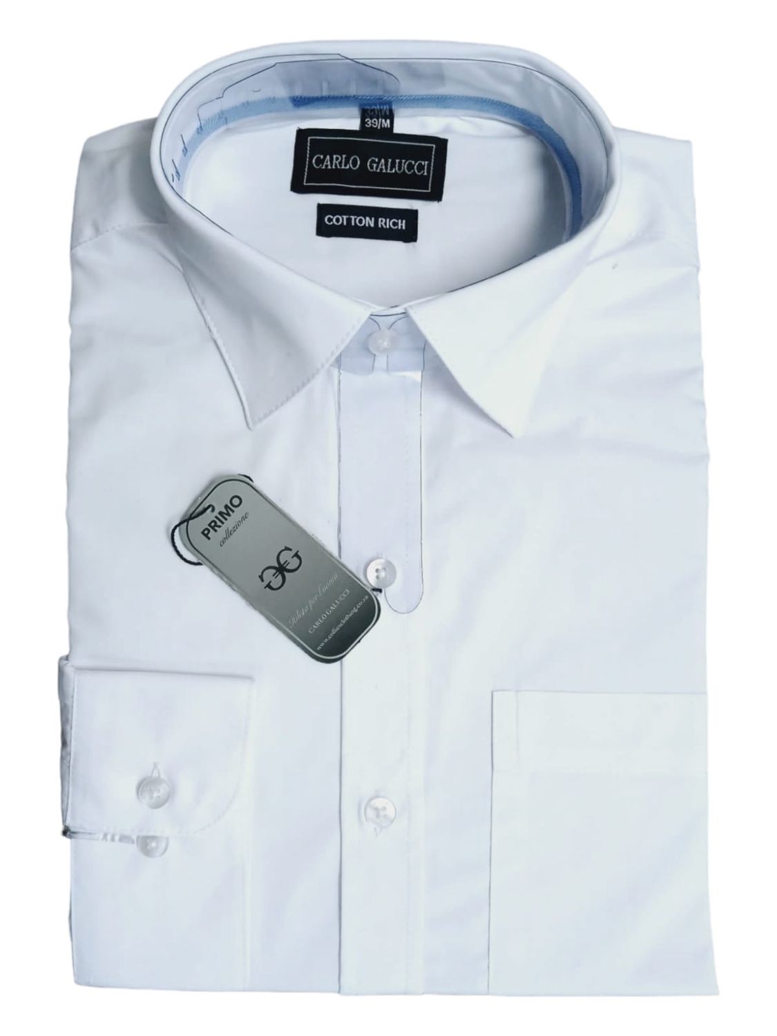 Carlo Galucci | Classic Long Sleeve Shirt CK802 | White, Size: 38