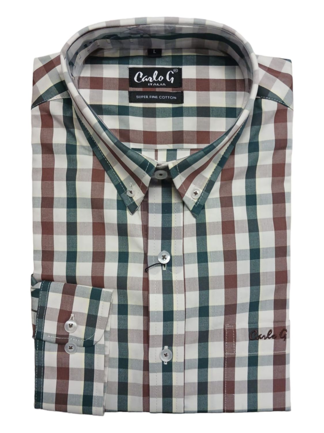 Carlo Galucci | Long Sleeve Classic Fit BD Shirt | Multi Check, Size: S