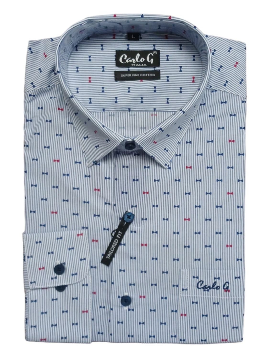 Carlo Galucci | Long Sleeve Tailored Fit NBD Shirt | Blue, Size: S