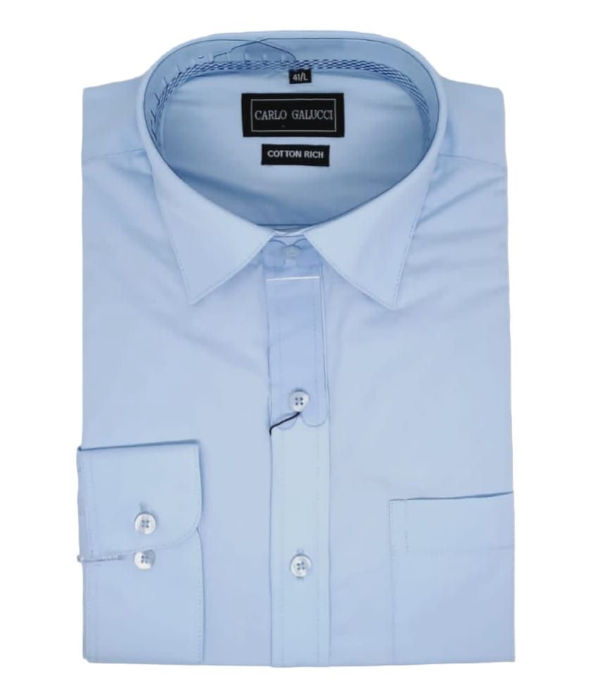Carlo Galucci | Classic Long Sleeve Shirt CK802 | Sky, Size: 38