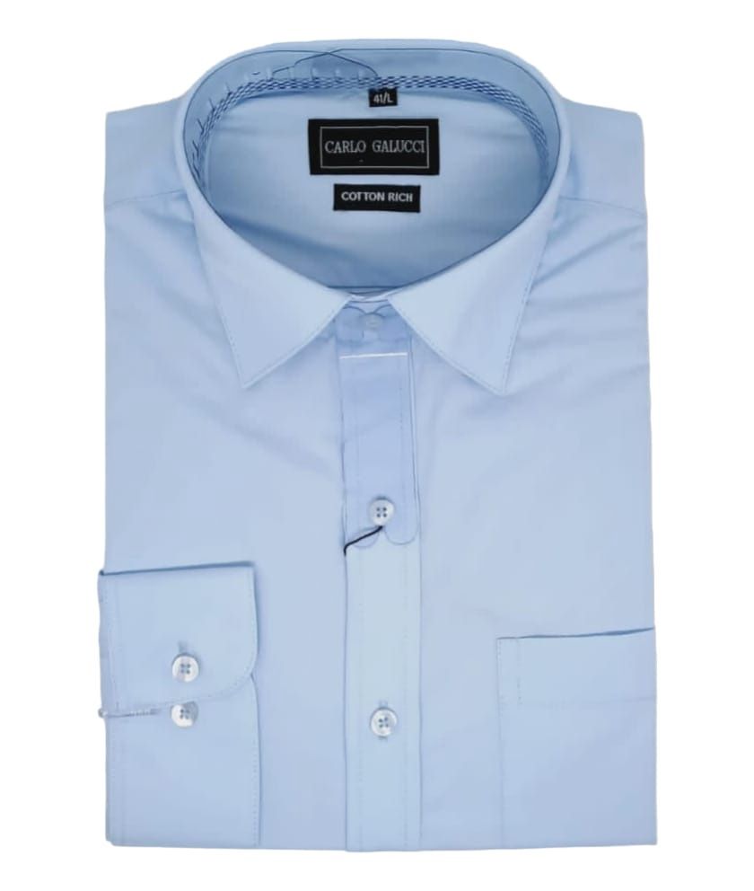 Carlo Galucci | Classic Long Sleeve Shirt CK802 | Sky, Size: 38
