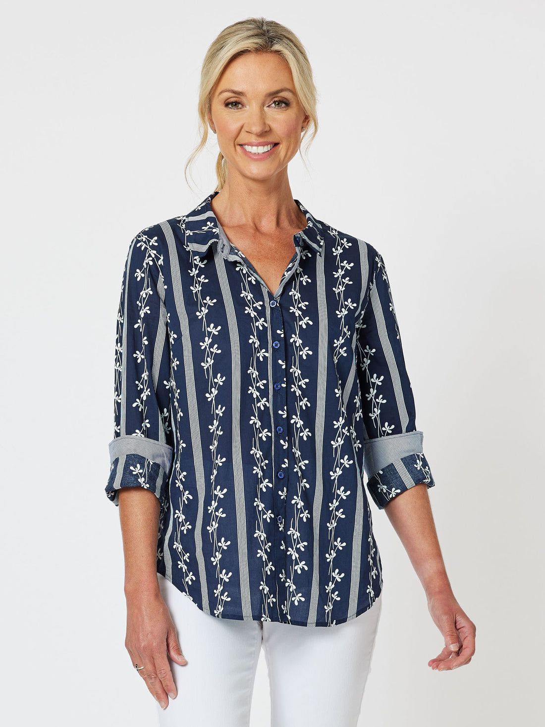 Gordon Smith | Harbour Shirt | Navy &amp; White, Size: 10