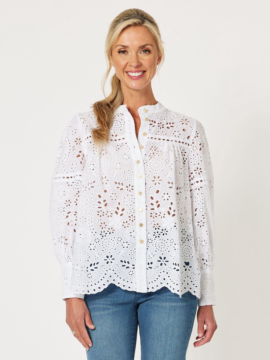 Gordon Smith | Summer Lace Shirt | White, Size: 12