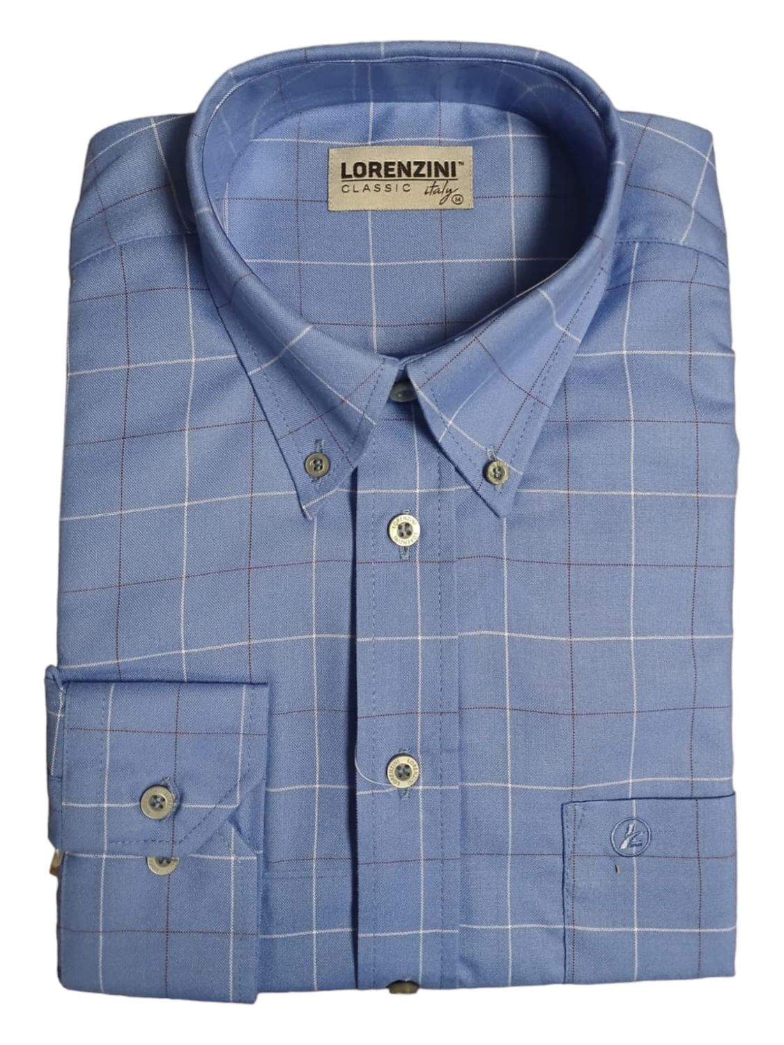 Lorenzini | Classic Long Sleeve Shirt | LO50/99 | Azure Check, Size: S