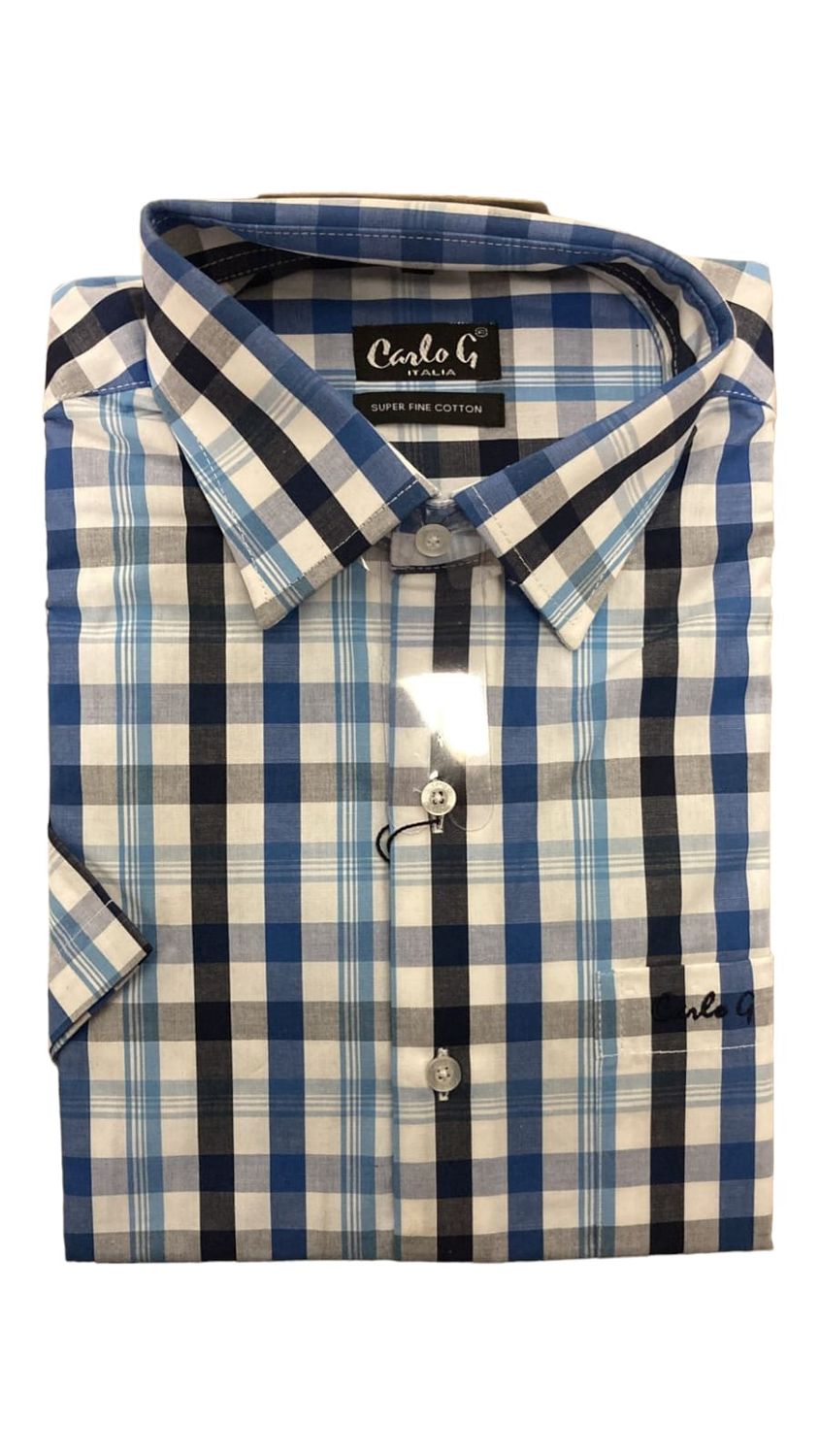 Carlo Galucci | Short Sleeve Shirt | CK1095 | Navy, Size: M