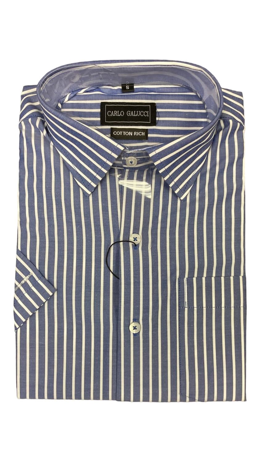 Carlo Galucci | Short Sleeve Shirt | CK931 | Blue, Size: S