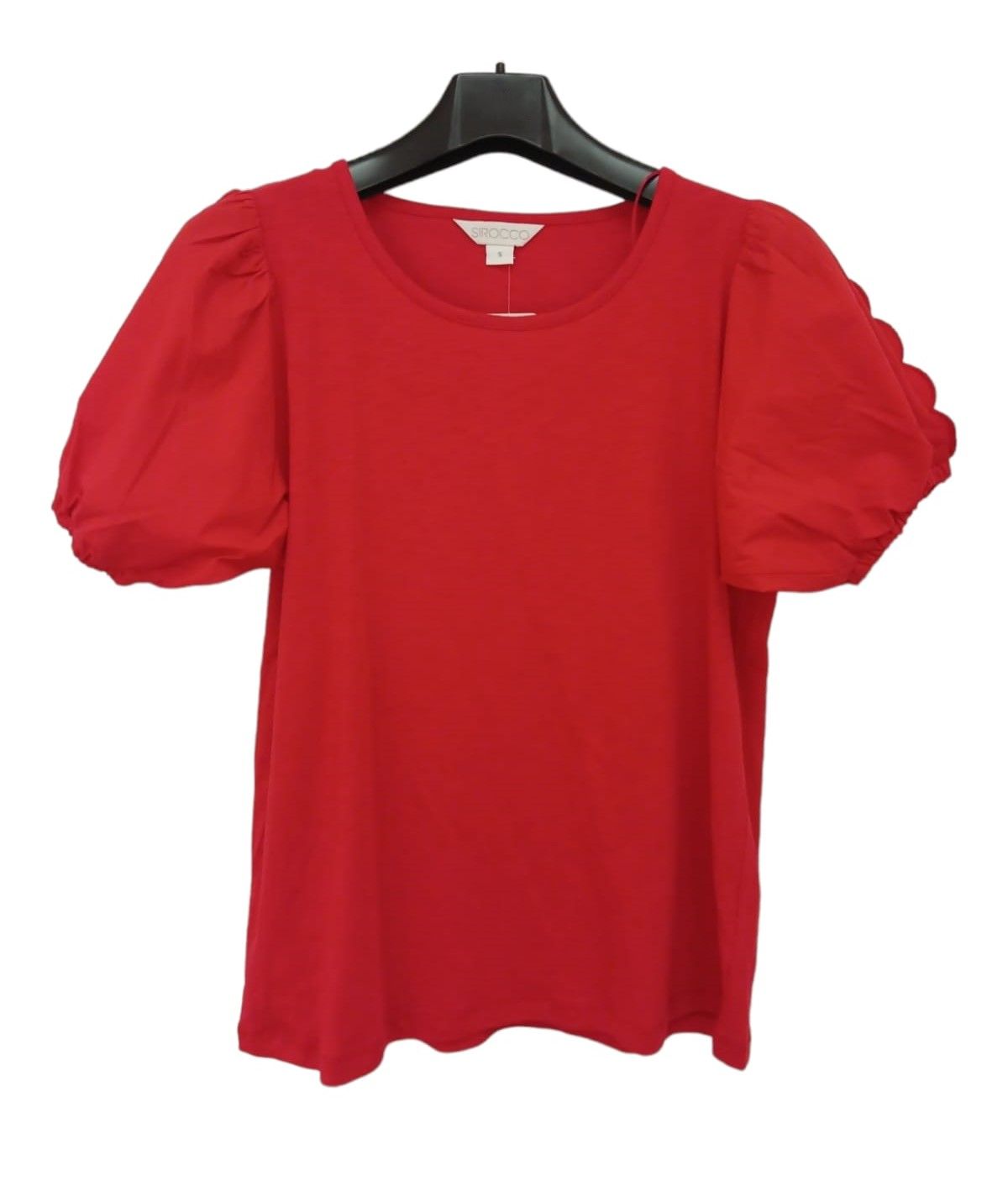 Sirocco | Scalloped Slv Tee | Radiant Red, Size: XS