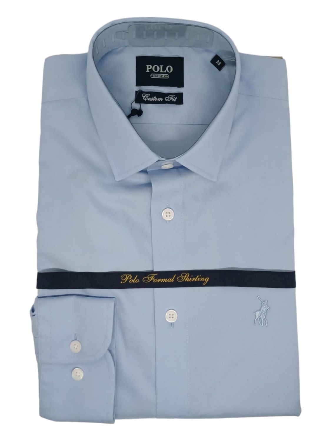 Polo Long Sleeve Shirt | Easy Care | Light Blue, Size: S