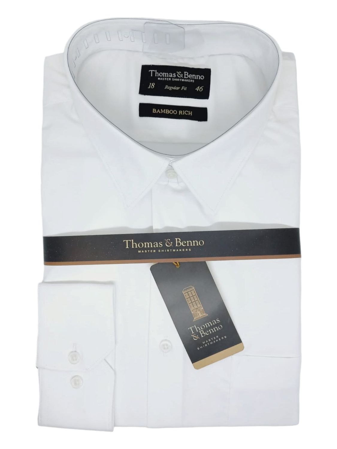 Thomas &amp; Benno | Long Sleeve Shirt | Regular Fit | Bamboo Rich | White, Size: 38