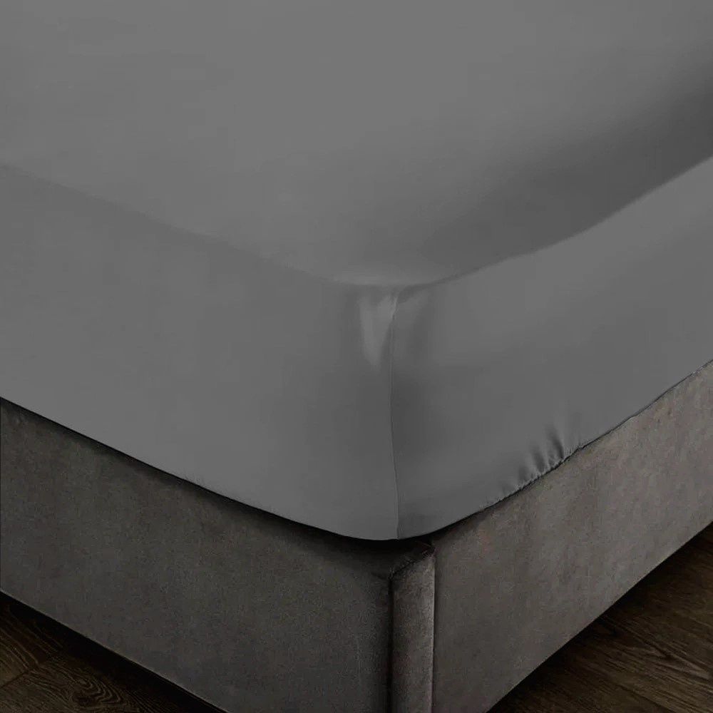 Egyptian Cotton | Fitted Sheet | 400 Thread Count | Grey, Size: Super King - 182x200x40