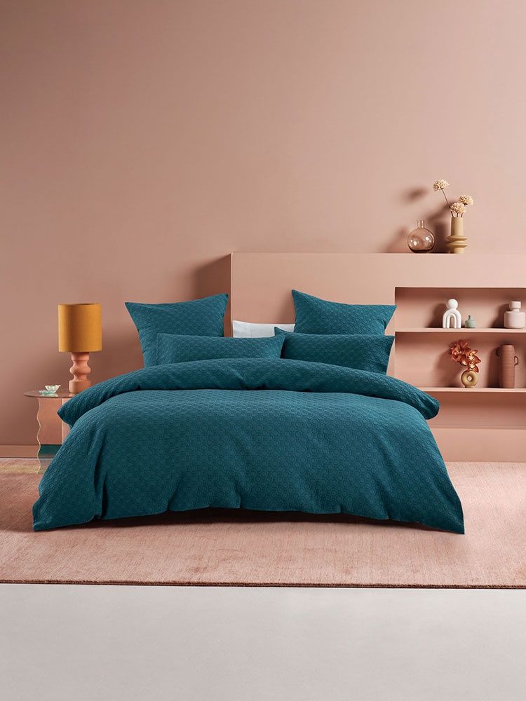 Linen House | Eclipse Duvet Cover Set | Teal, Size: Queen - 270x270