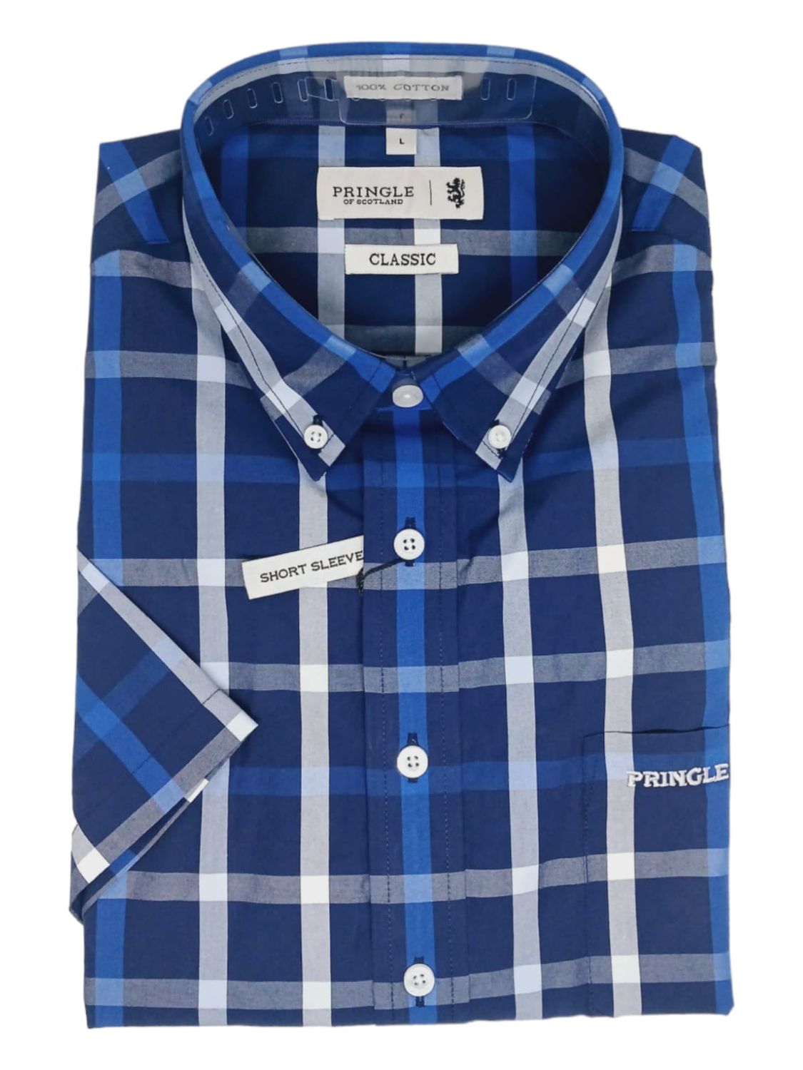 Pringle | Classic Short Sleeve Shirt | Conway | Navy, Size: S