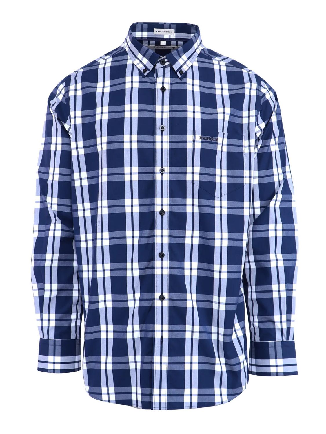 Pringle | Classic Long Sleeve Shirt | Perry | Navy Check, Size: S