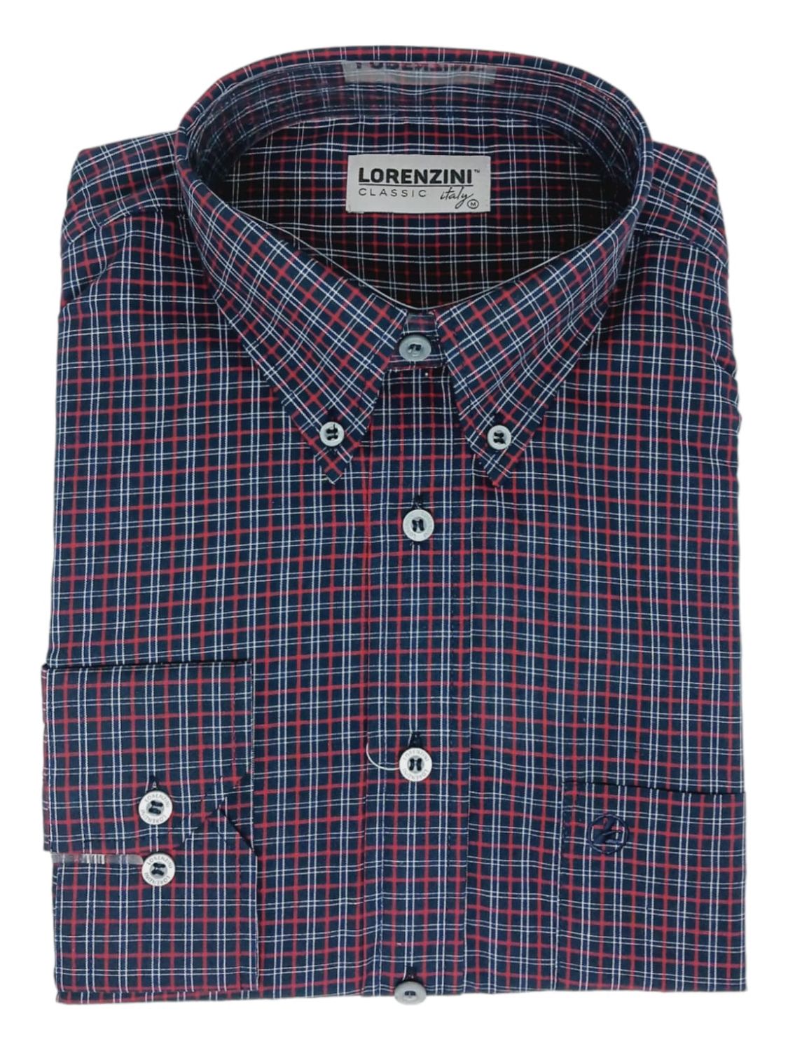 Lorenzini | France Classic Long Sleeve Shirt | LO50/360 | Navy &amp; Red Check, Size: S