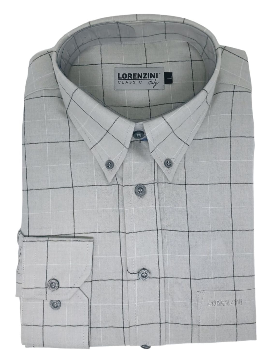 Lorenzini | Classic Long Sleeve Shirt | LO50/99 | Grey Check, Size: S