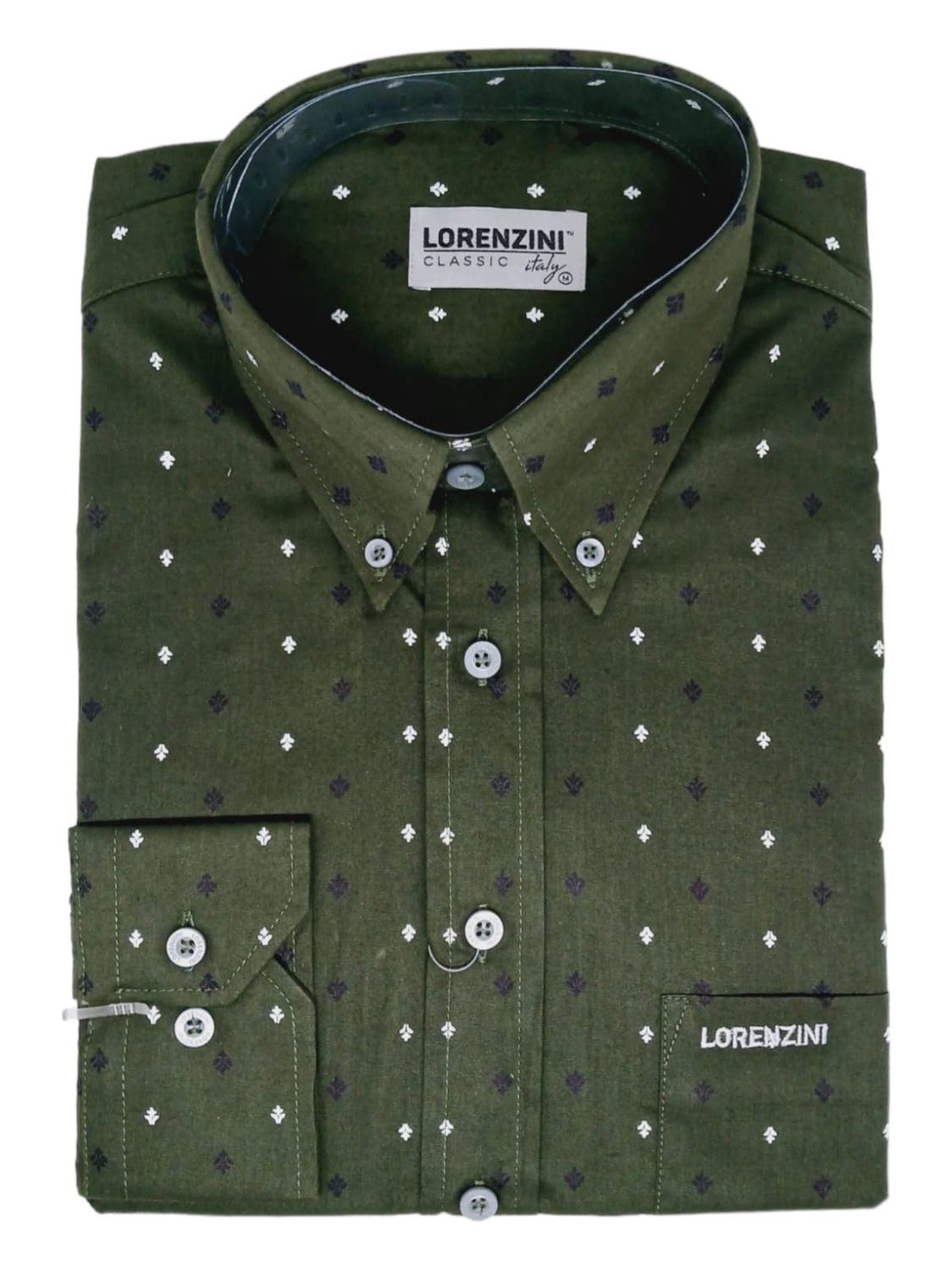 Lorenzini | Classic Long Sleeve Shirt | LO50/533 | Olive, Size: S