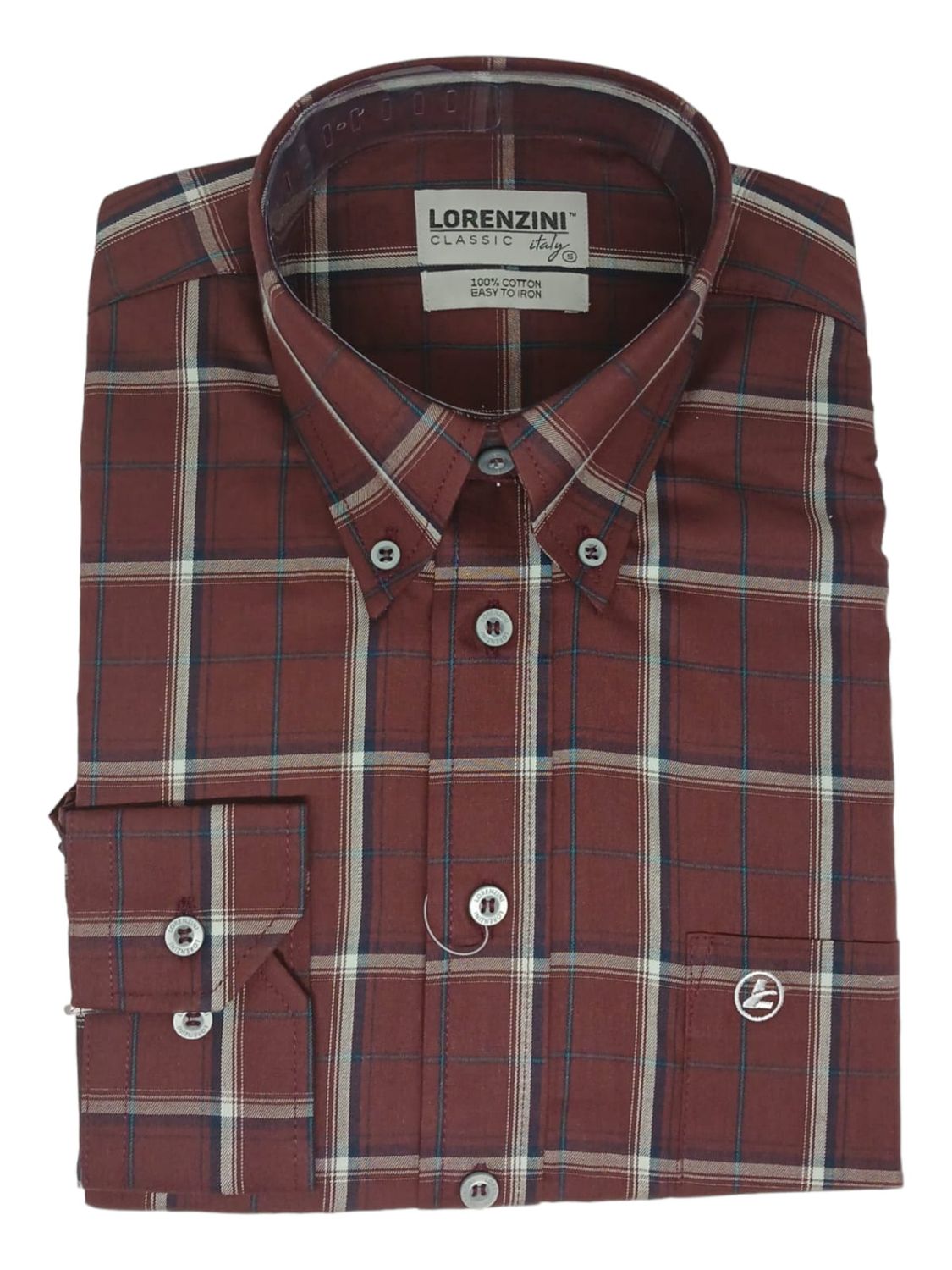Lorenzini | Classic Long Sleeve Shirt | LO50/157 | Maroon, Size: S