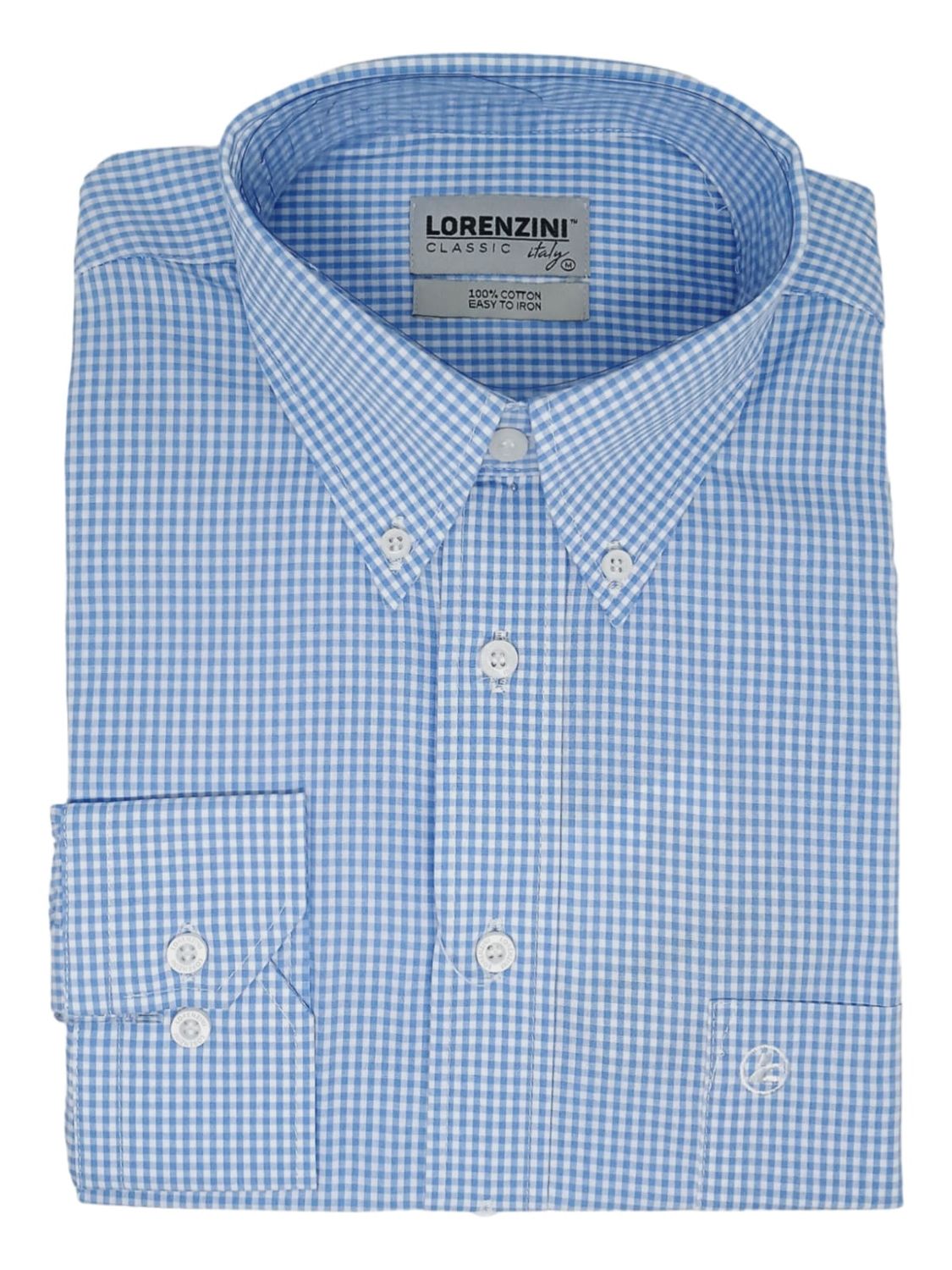 Lorenzini | Classic Long Sleeve Shirt | LO50/729 | Blue Check, Size: S