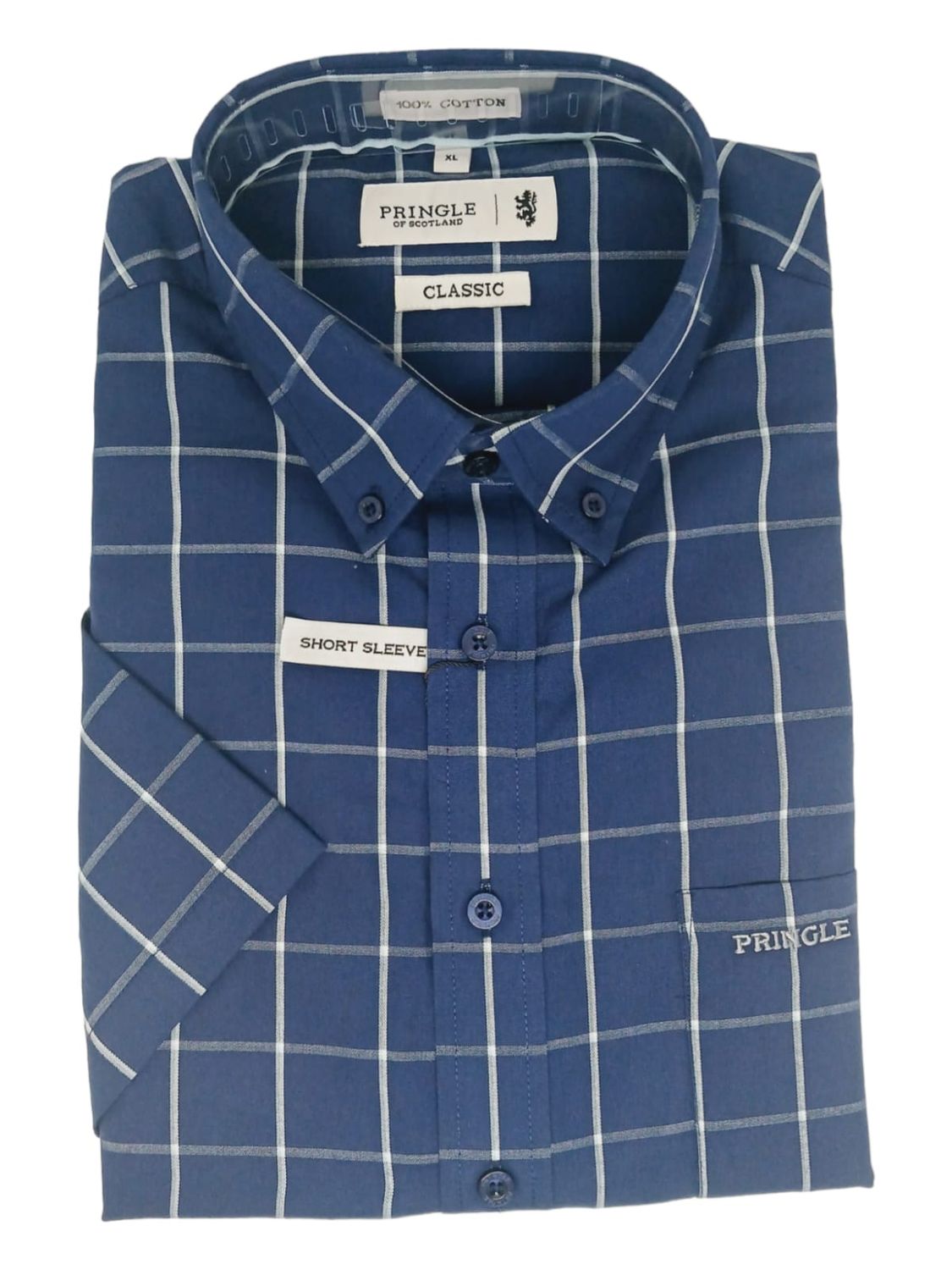 Pringle | Classic Short Sleeve Shirt | Colen | Navy, Size: S