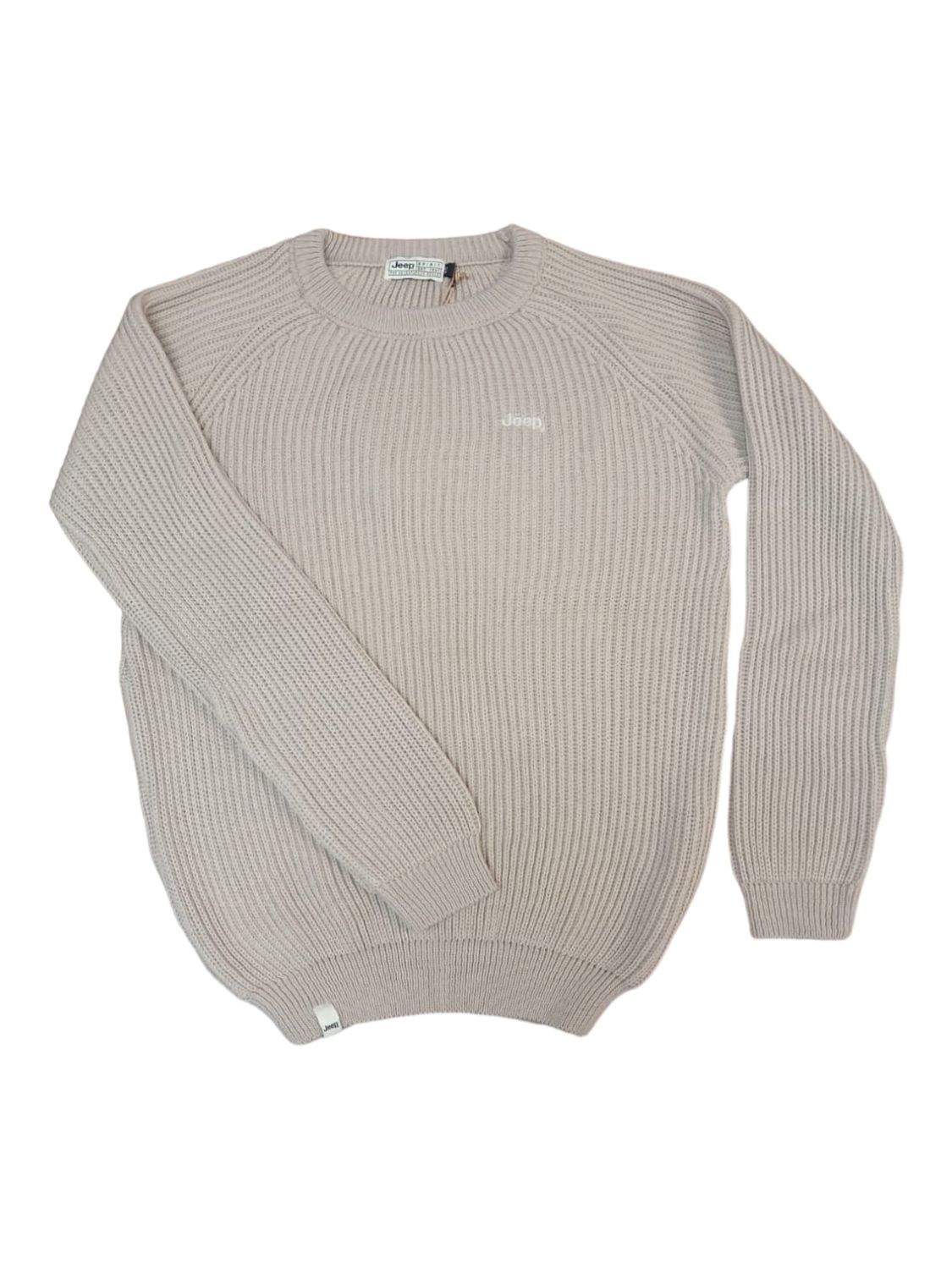 Jeep | Raglan Knit Crew Neck Jersey | Oatmeal, Size: XS