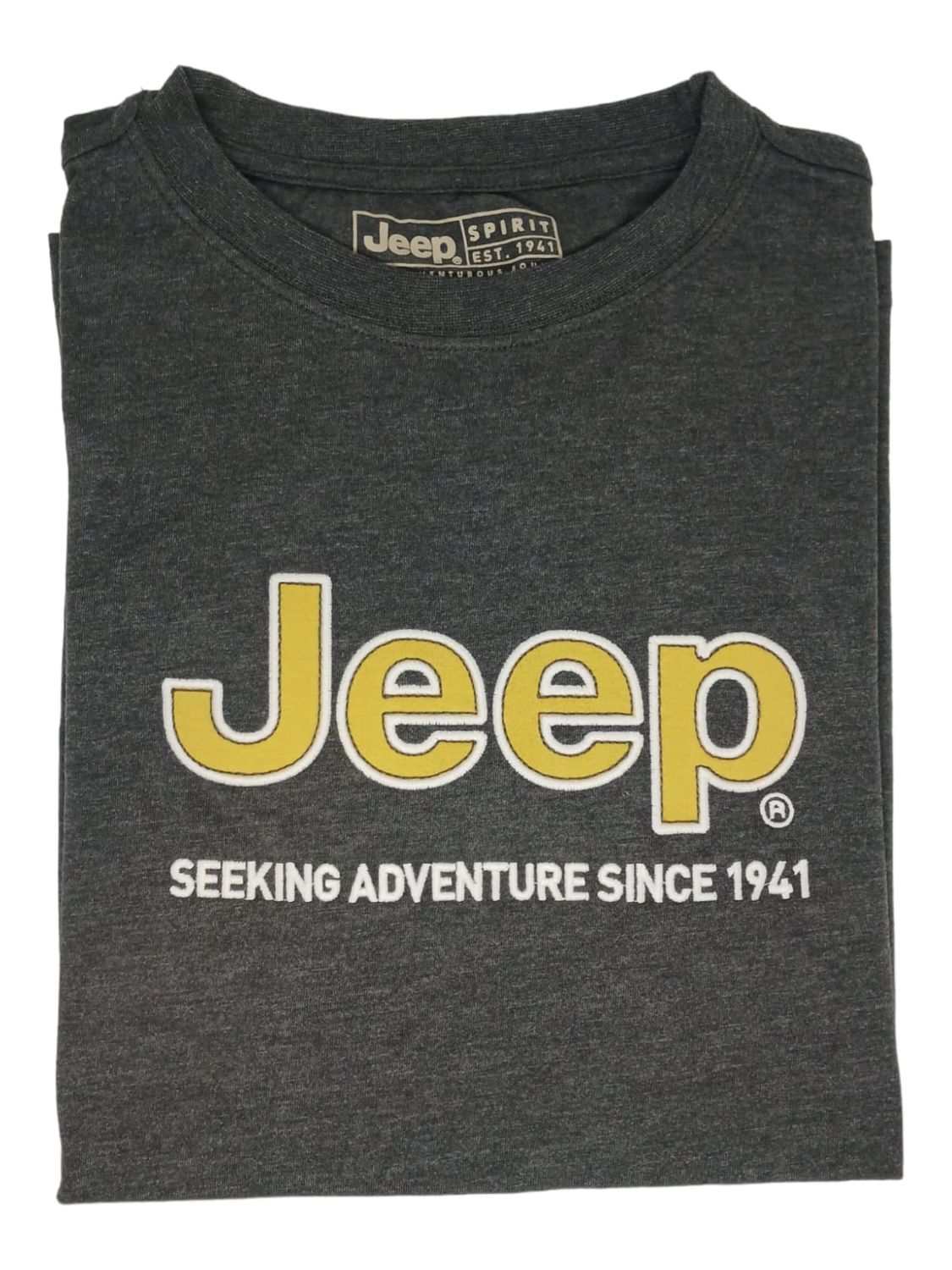 Jeep | Logo Applique T-Shirt | Charcoal Melange, Size: S