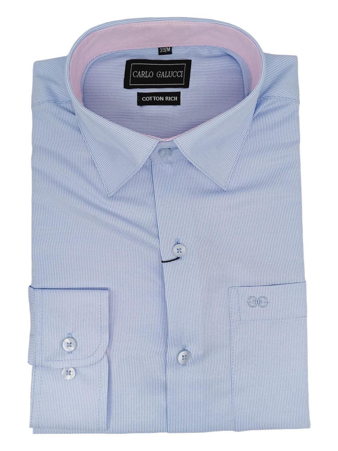 Carlo Galucci | Classic Long Sleeve Shirt CK1303 - Sky Dogtooth, Size: 52
