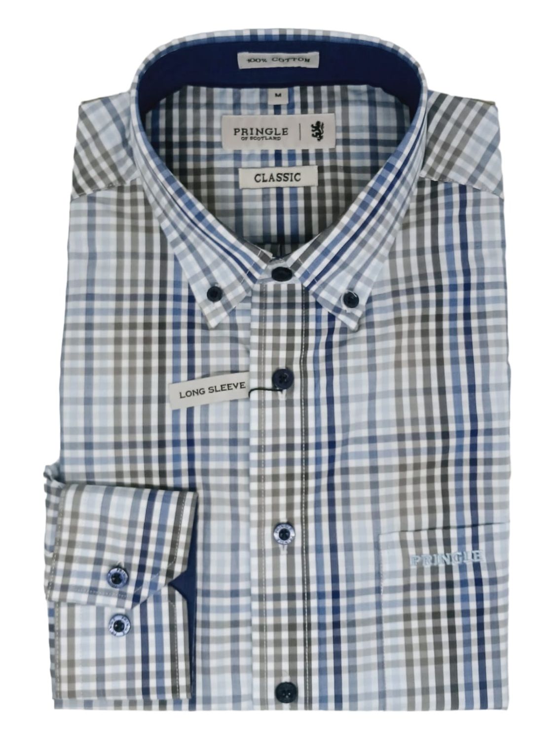Pringle | Classic Long Sleeve Shirt | Roman | Navy, Size: S