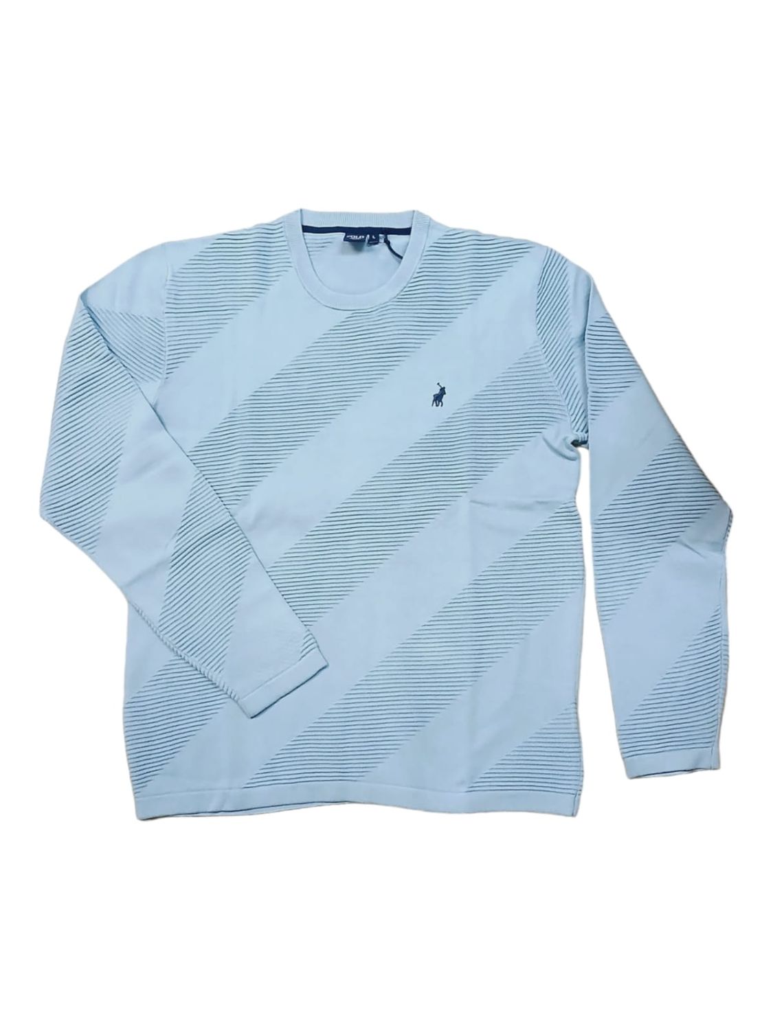 Polo | Diagonal Texture Knitwear | Blue, Size: S