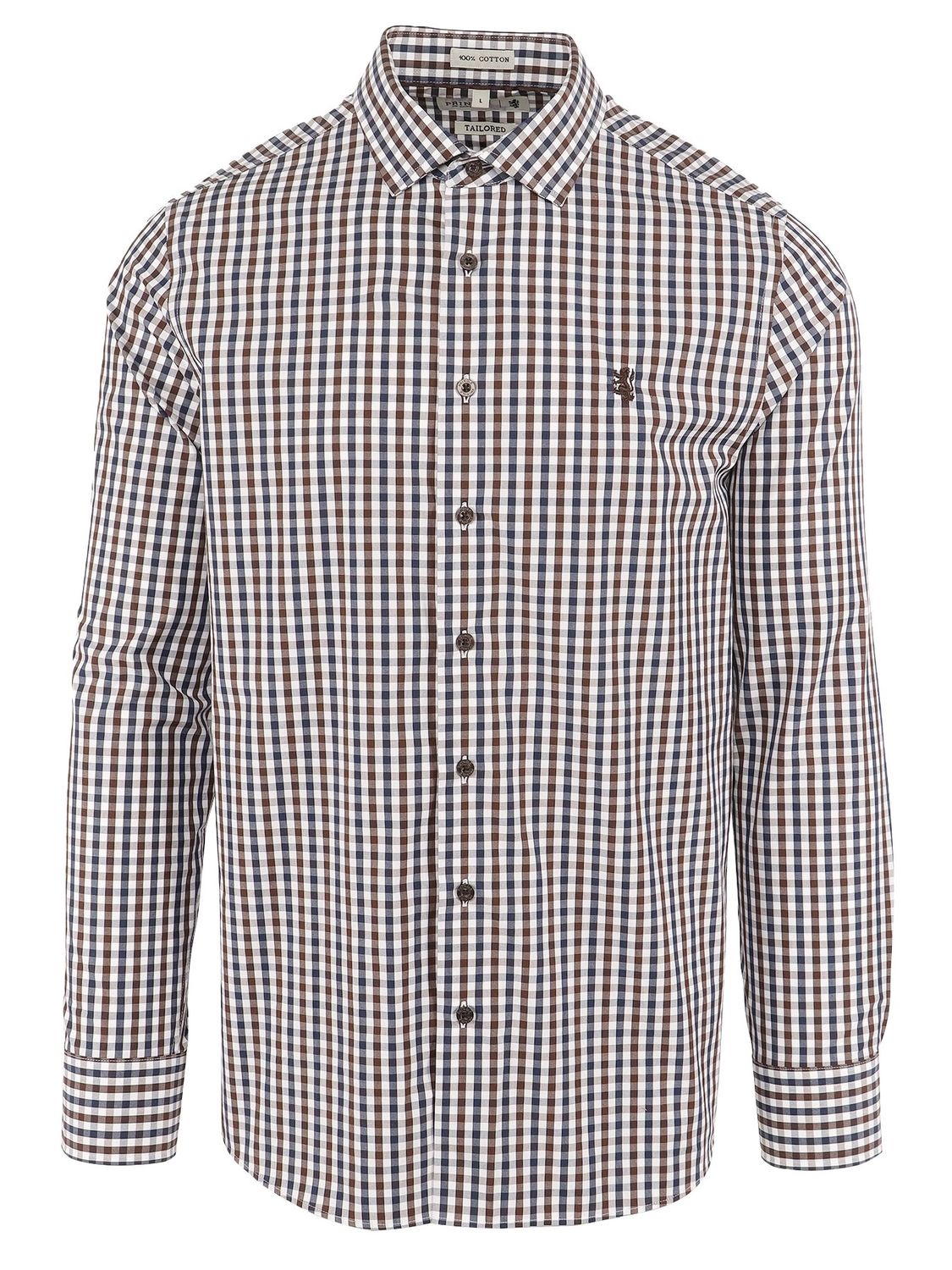 Pringle | Tailored Long Sleeve Shirt | Roger | Brown, Size: S