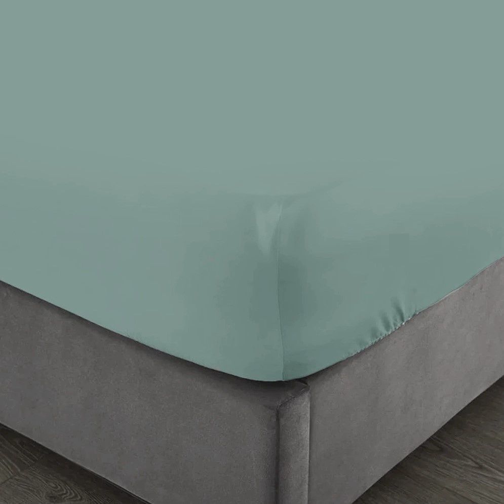 Egyptian Cotton | Fitted Sheet | 400 Thread Count | Duck Egg., Size: Single - 92x190x40