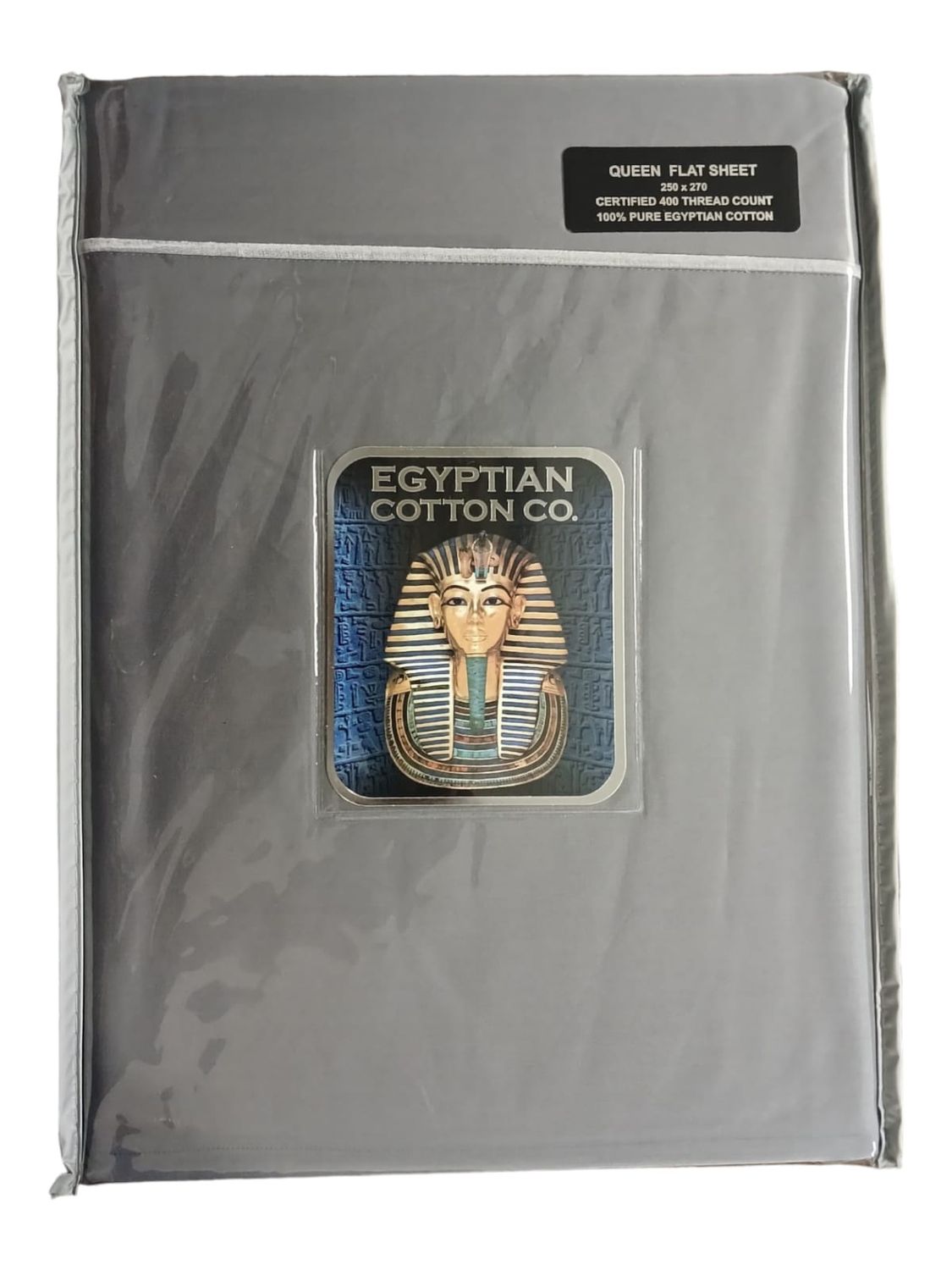 Egyptian Cotton | Oxford Flat Sheet | 400 Thread Count | Grey, Size: Three Quarter - 180x270