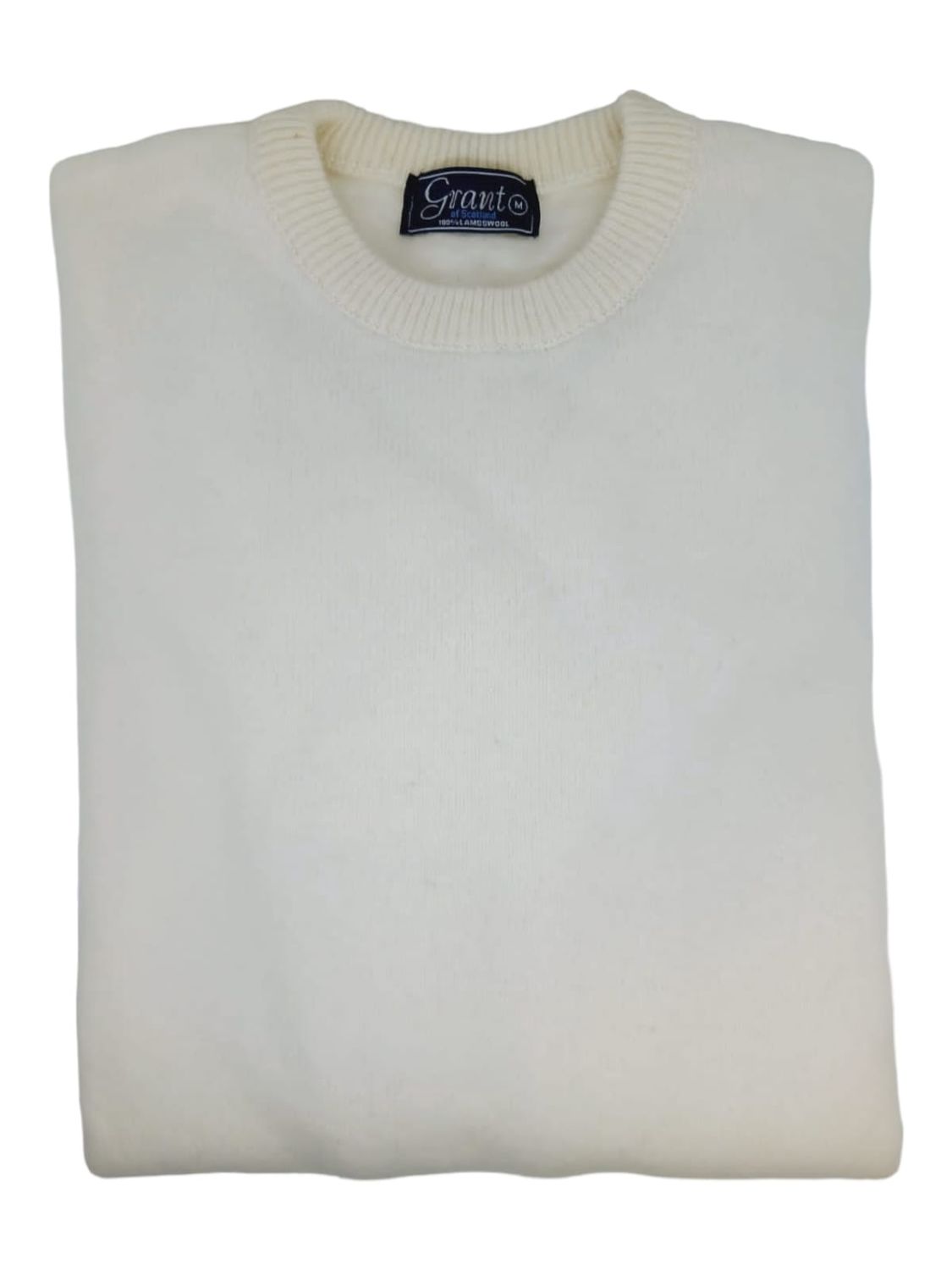 Grant | Lambswool Crew Neck Jersey | Ivory, Size: S