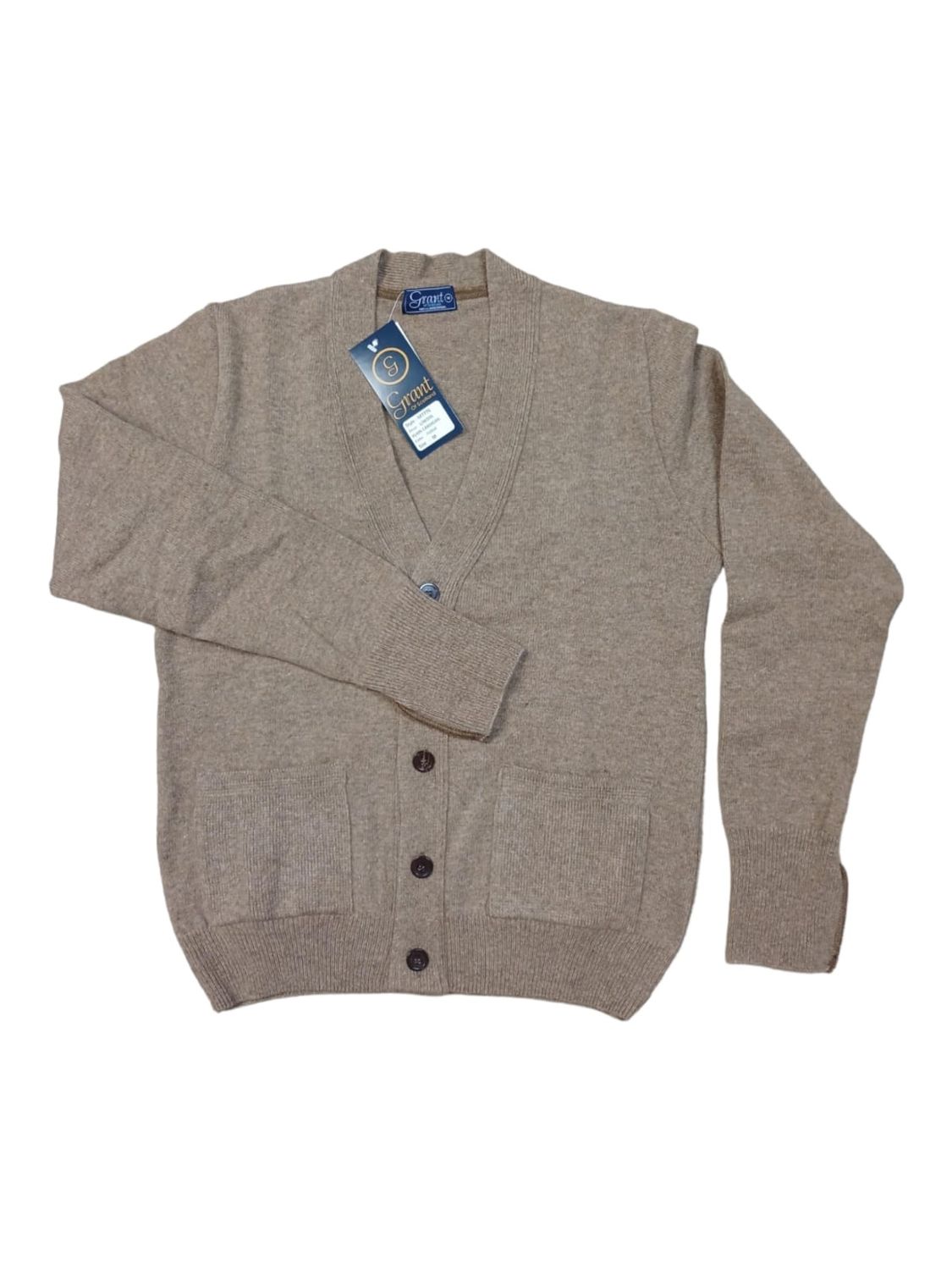 Grant | Lambswool Cardigan | Fudge, Size: S