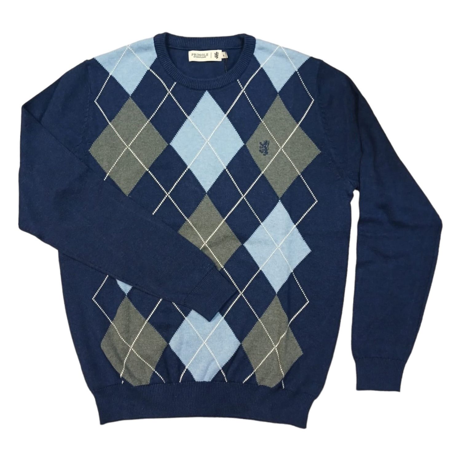 Pringle | Cleo Argyle Crewneck Sweater | Navy, Size: S