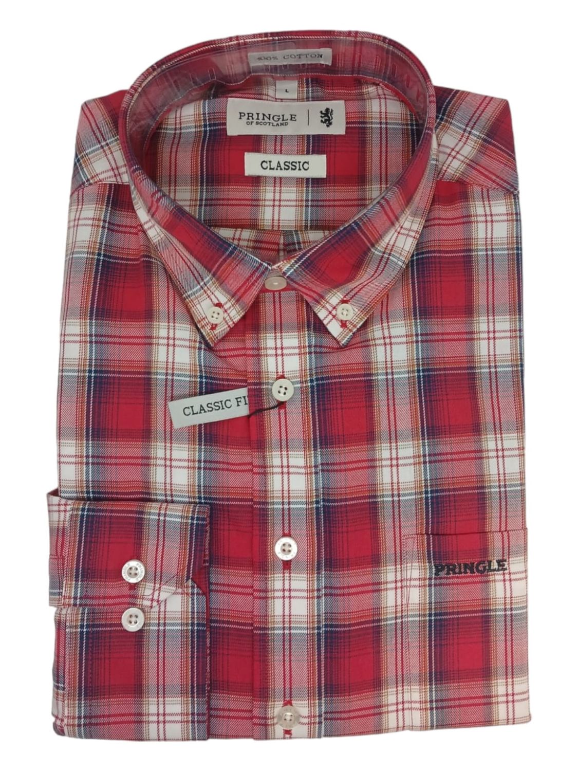 Pringle | Classic Long Sleeve Shirt | Floyd | Red, Size: S