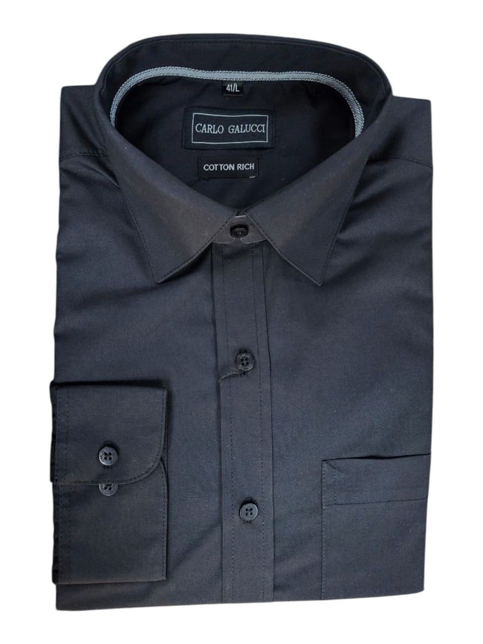 Carlo Galucci | Classic Long Sleeve Shirt CK802 | Black, Size: 38