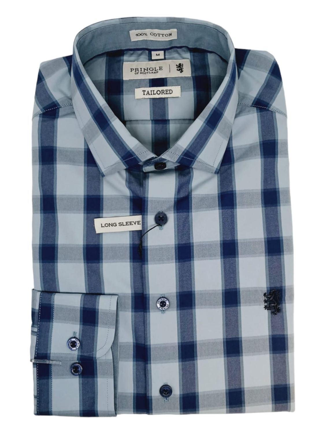 Pringle | Tailored Long Sleeve Shirt | Stevan | Blue, Size: S