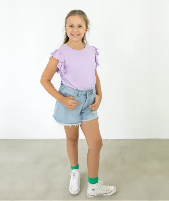 Sherbert | Darcy Frilled Tee | Purple