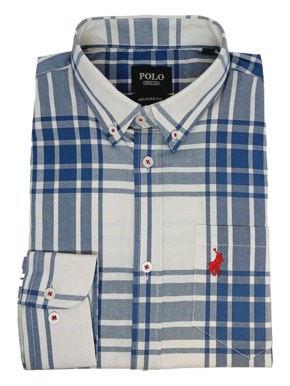 Polo | Long Sleeve Shirt | Weekender | Blue Check, Size: S