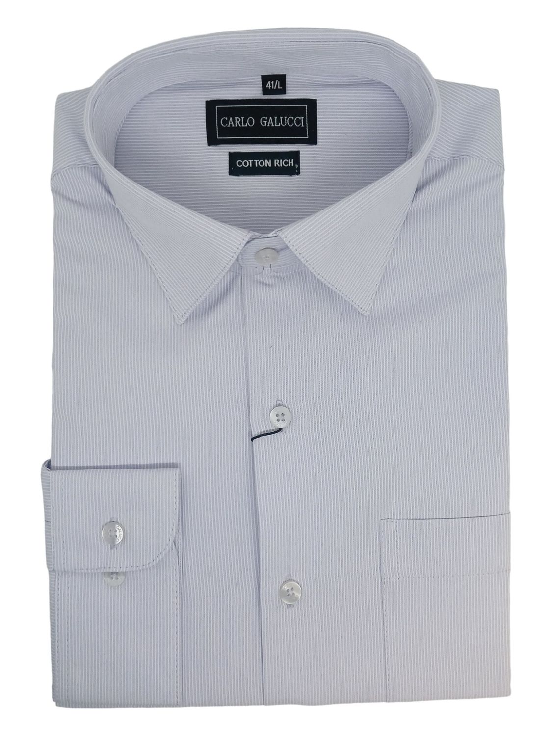 Carlo Galucci | Classic Long Sleeve Shirt CK1159 | Lilac Self-Stripe, Size: 38
