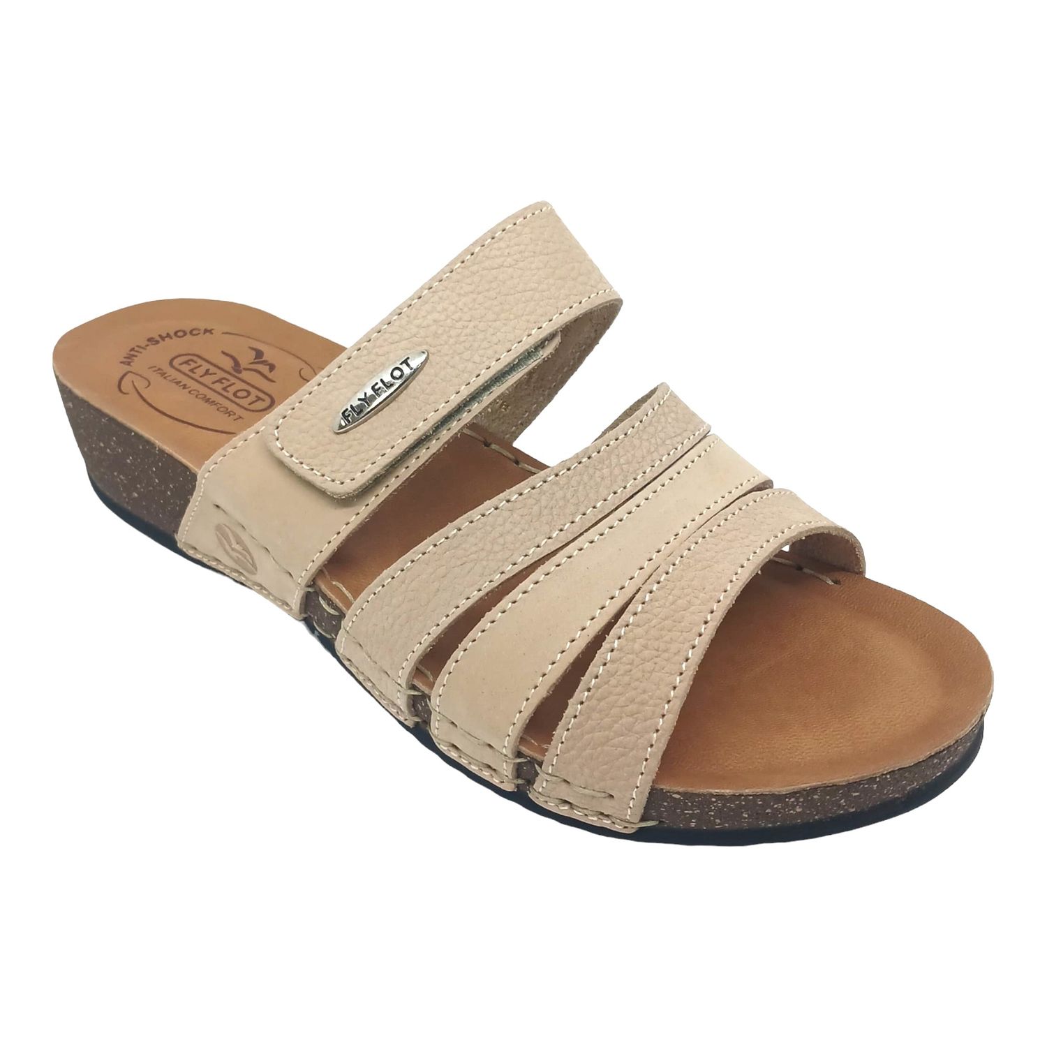 Fly Flot | Lw Self Fastening Multi-Strap Mule | Beige, Size: 36