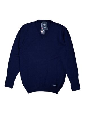 Dino Milano | Wool Blend V-neck Jersey | Navy