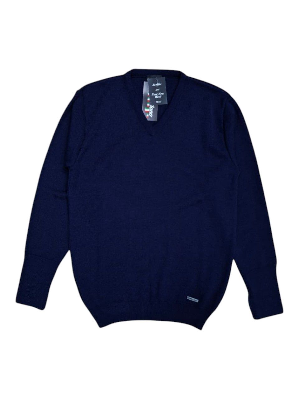 Dino Milano | Wool Blend V-neck Jersey | Navy, Size: S