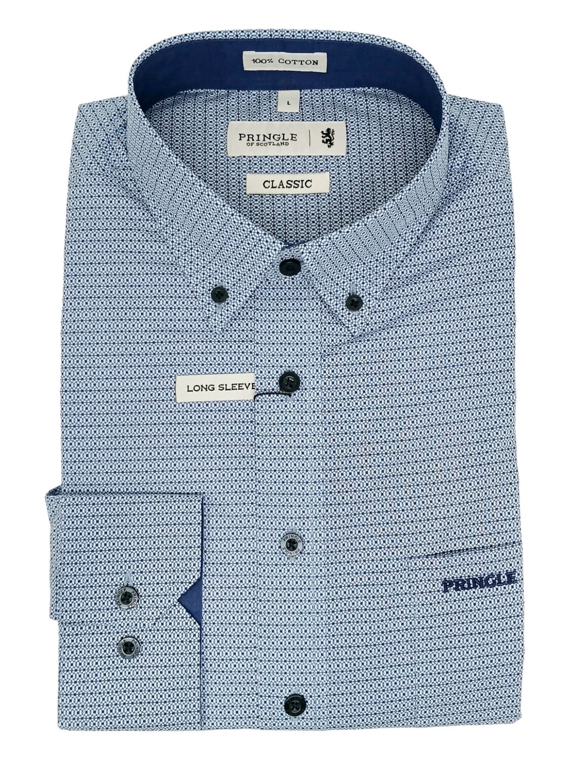 Pringle | Classic Long Sleeve Shirt | Harrison | Blue, Size: S