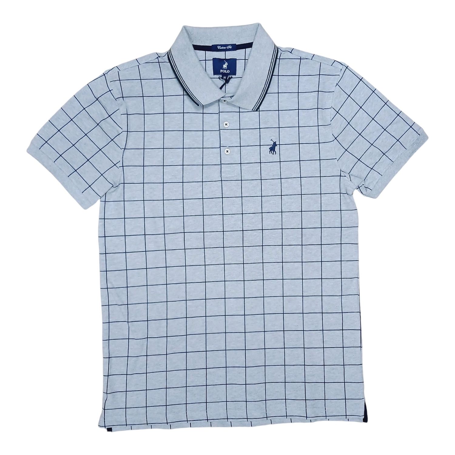 Polo | Migos Short Sleeve Golfer | Printed Check | Grey Melange, Size: S