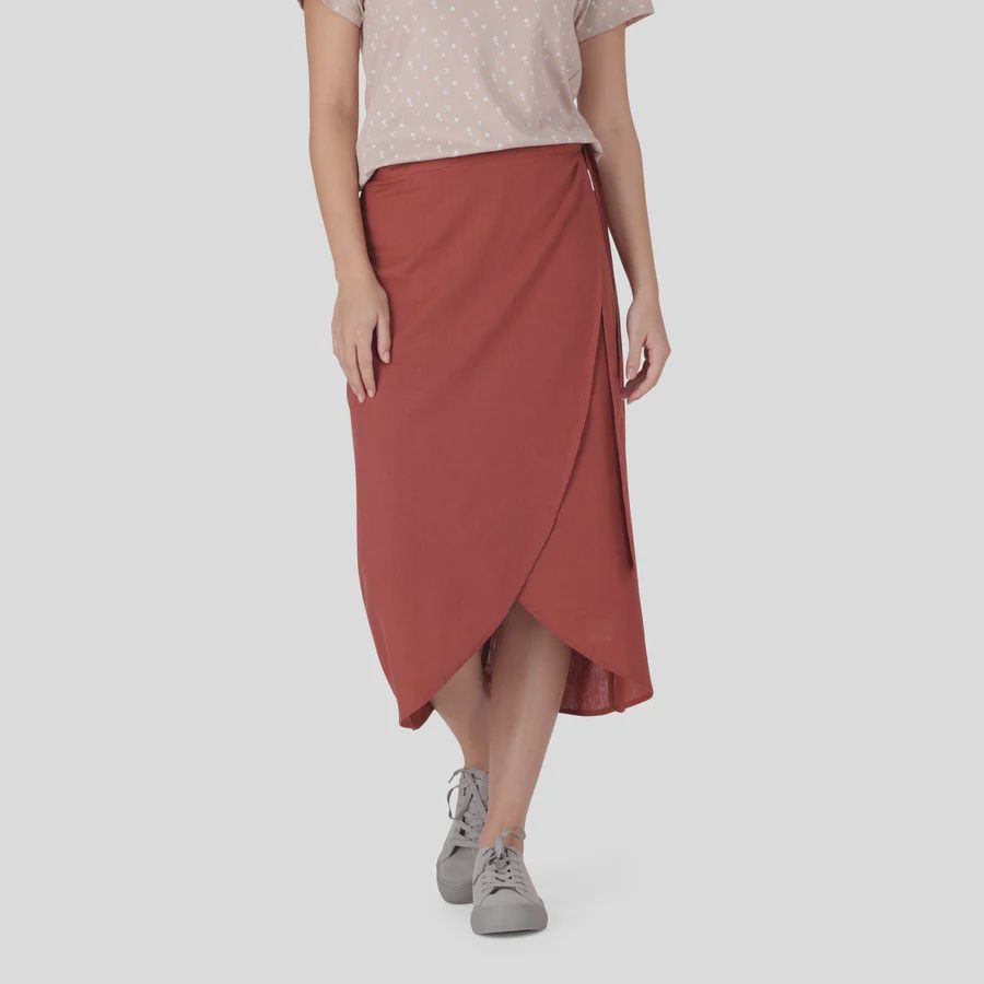 Jeep | Linen Wrap Skirt | Brown, Size: 30