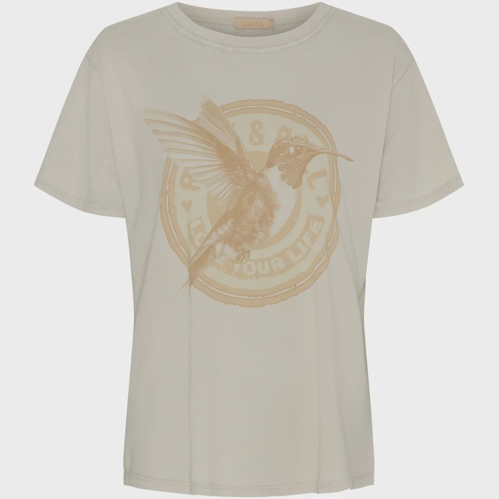 Marta Du Chateau | Mdc Inge Tee | Beige Hummingbird, Size: S/M
