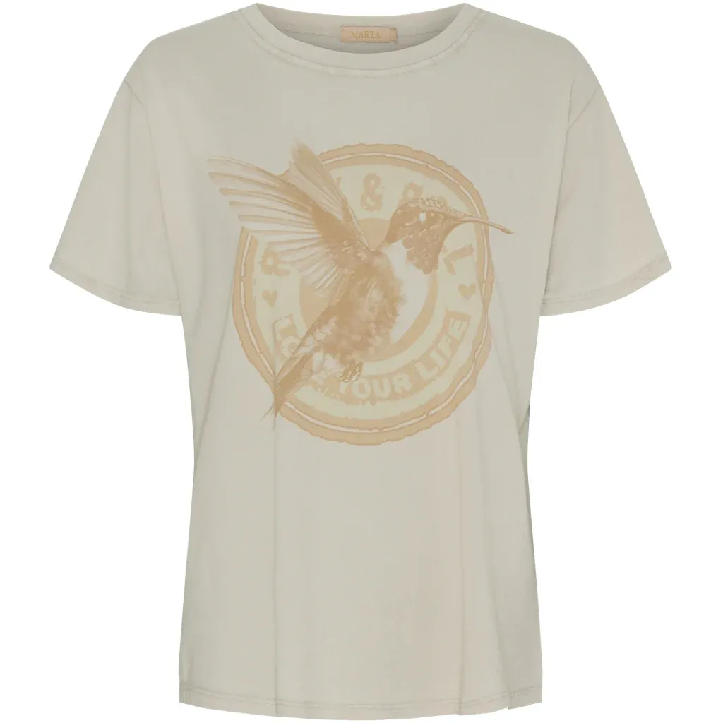 Marta Du Chateau | Mdc Inge Tee | Beige Hummingbird, Size: S/M