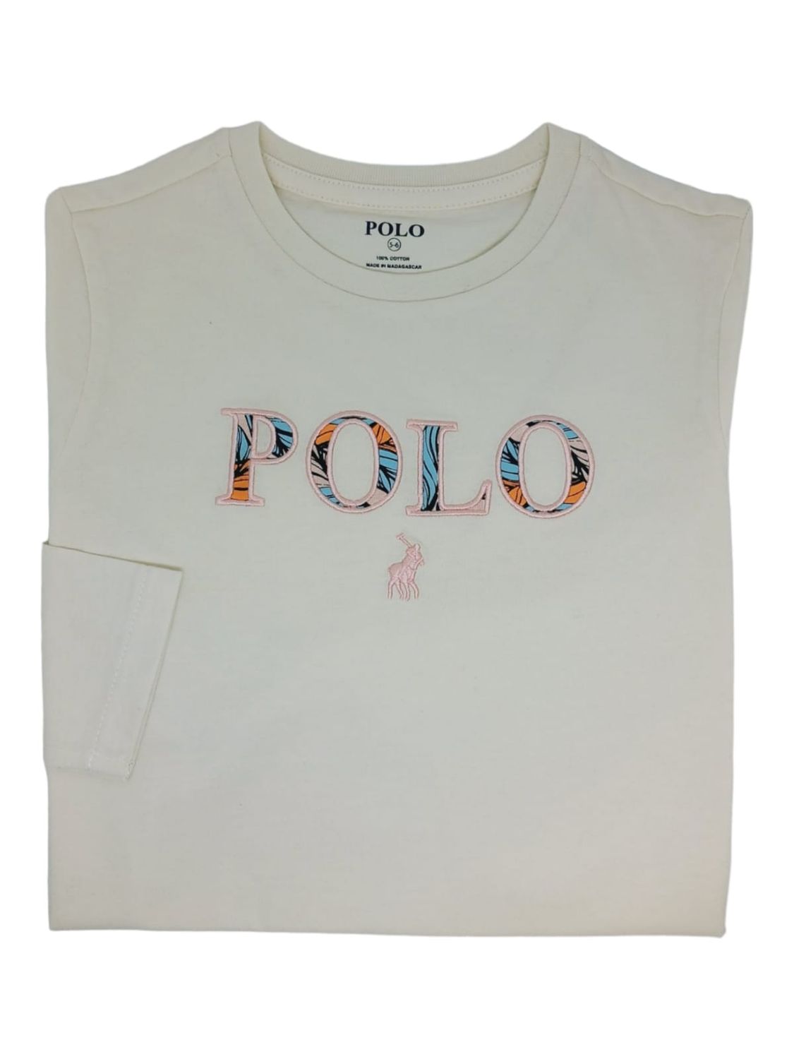 Polo | Girls Lily Long Sleeve T-Shirt | Milk, Size: 2-3yrs