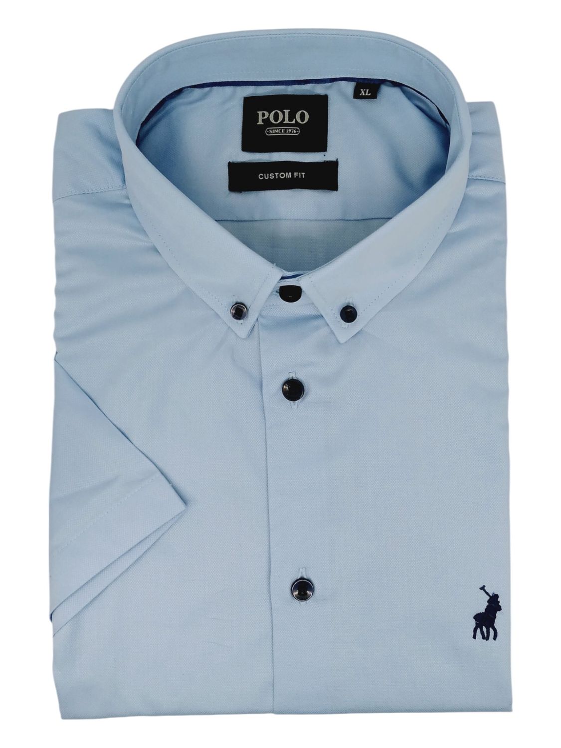 Polo | Luther Short Sleeve Shirt | Textured | Blue, Size: S